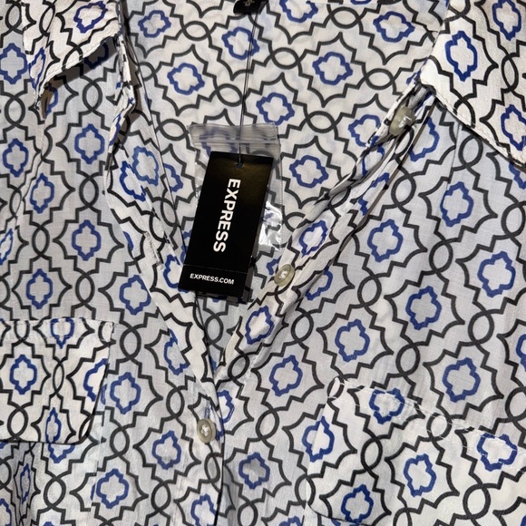 Express Blue Patterned Blouse - Picture 3 of 4